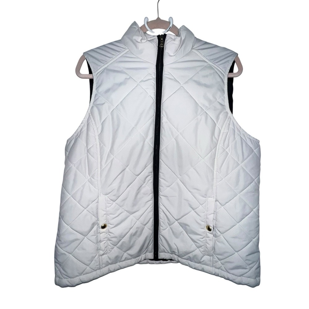 Lauren Ralph Lauren Vest Womens Size XL White Quilted Zip Puffer Sleeveless